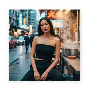 Vintage 90’s: Bette Paige ❤︎ Stretch Textured Knit Strapless Crop Top ❤︎ Black L